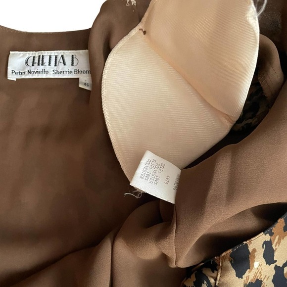 Chetta B Peter Noviello Sherrie Bloom Leopard Wrap Dress Size 6 - Picture 8 of 10